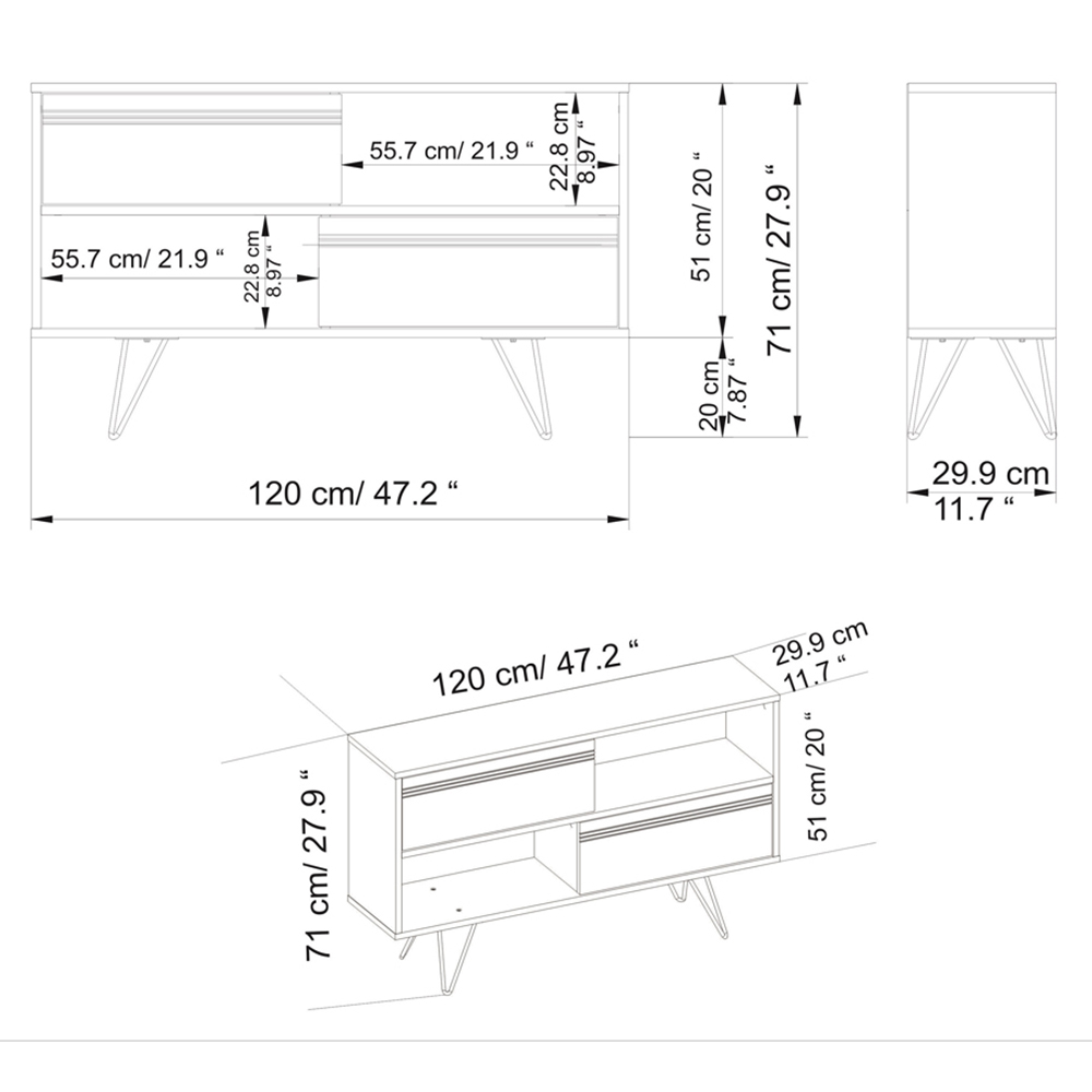Decorotika Kerby 2 Door 2 Shelf White Modern TV Unit Image 7