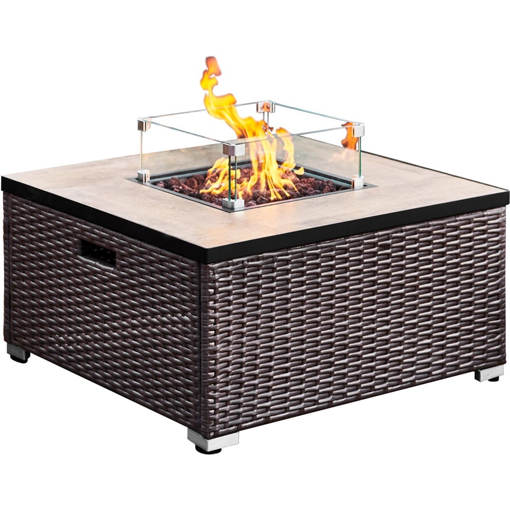 Teamson Home Square Steel Ceramic Propane Gas Fire Pit 31 inch Image 1