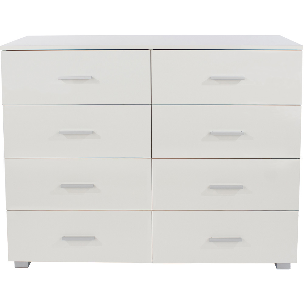 Lido 8 Drawer White High Gloss Wide Chest of Drawers Image 2