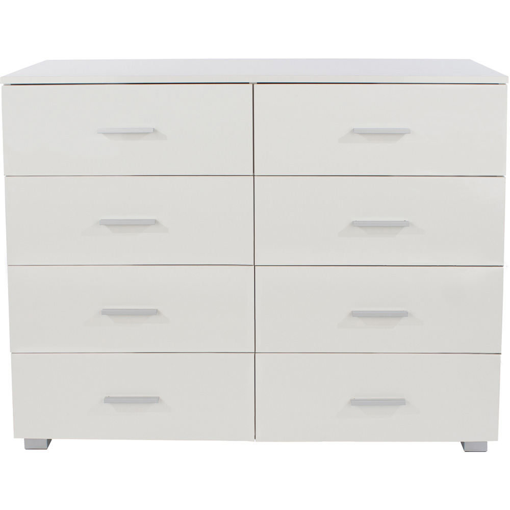 Lido 8 Drawer White High Gloss Wide Chest Wilko