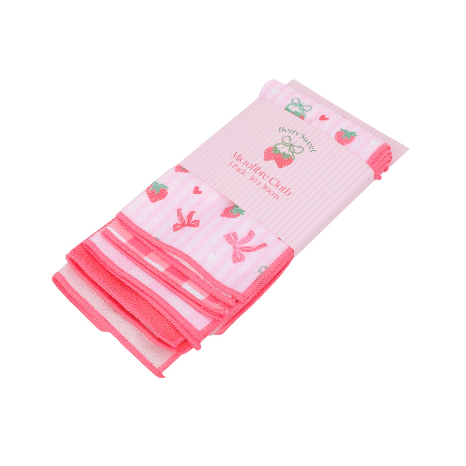 Pack of 5 Berry Sweet Microfibre Cloths Pink Image 2