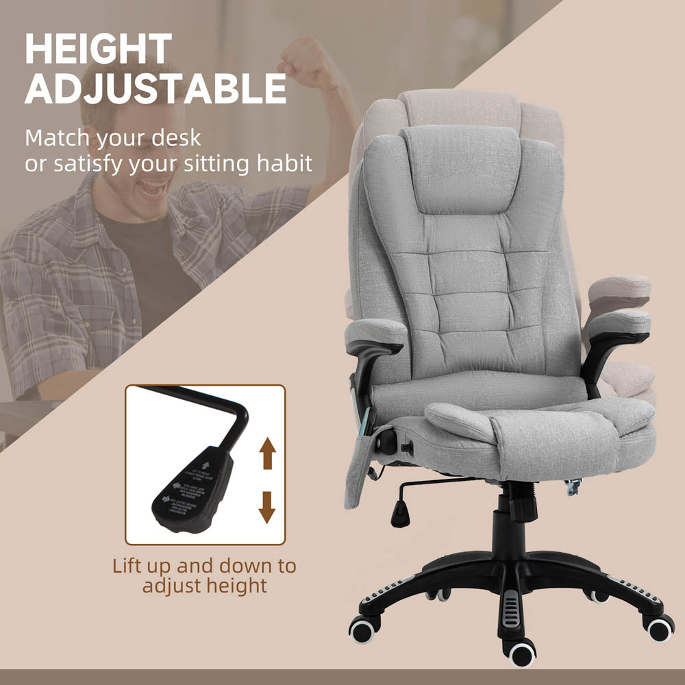 Portland Light Grey Linen Swivel Massage Recliner Office Chair Image 4
