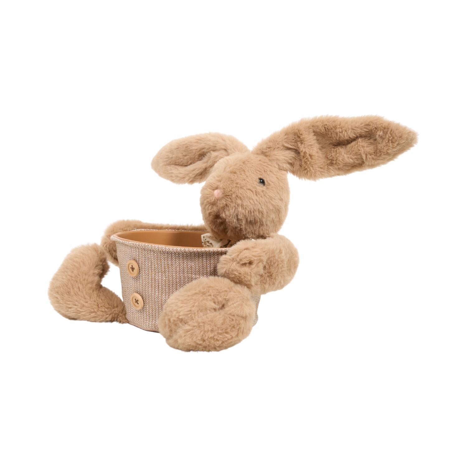 Plush Bunny Basket Brown Image 5