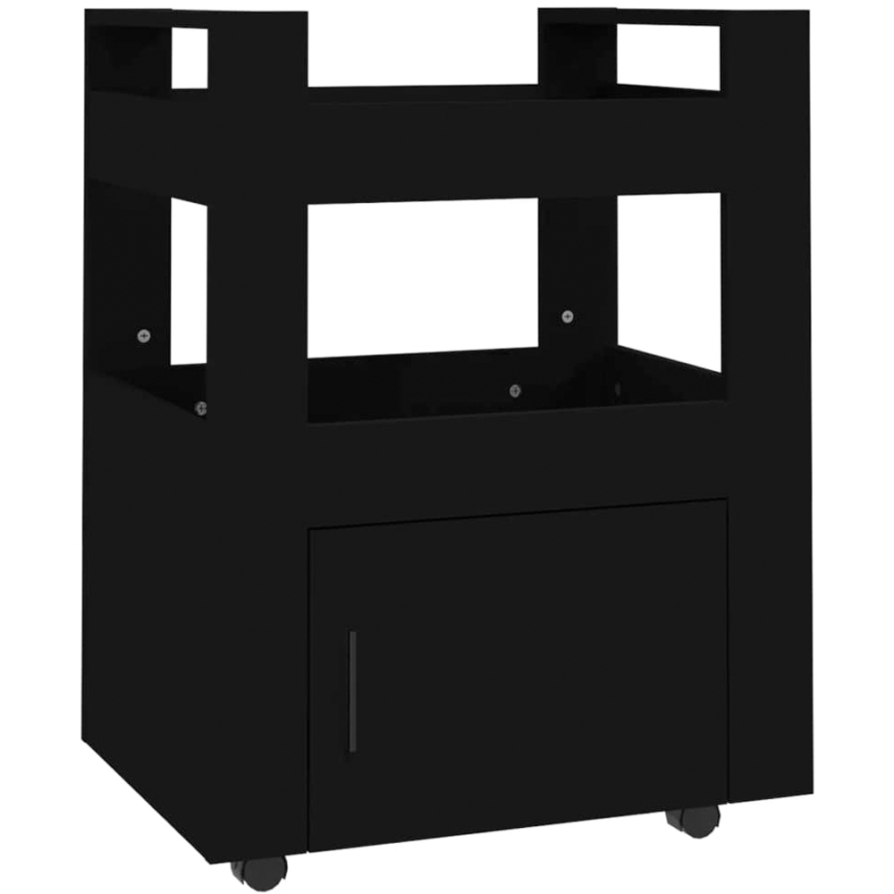 vidaXL Single Door 2 Shelf Black Kitchen Trolley Image 2