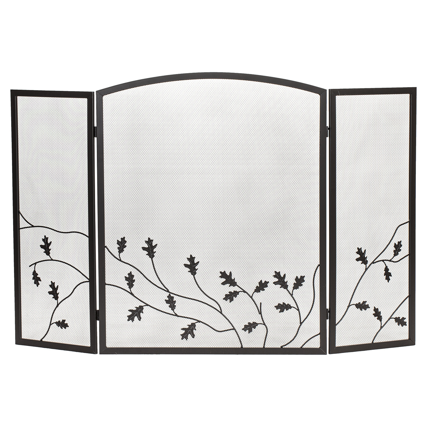 Open Hearth Three Panel Oakleaf Fire Screen Image