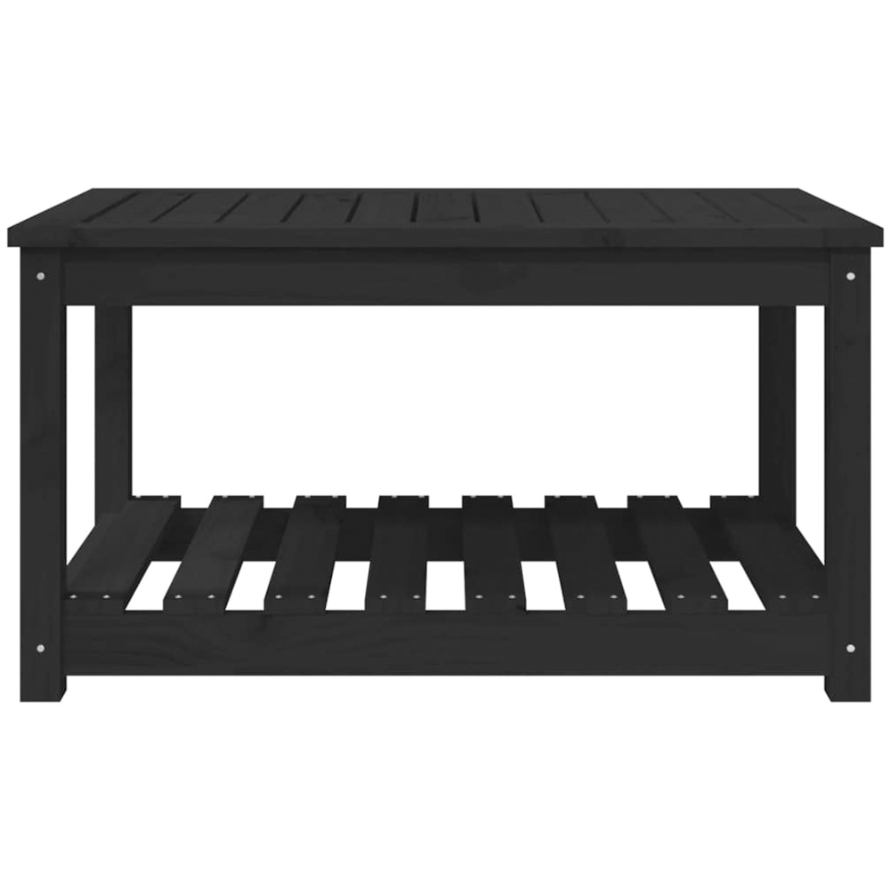 vidaXL Single Shelf Black Solid Pine Wood Slatted Garden Table 82.5 x 50.5cm Image 3