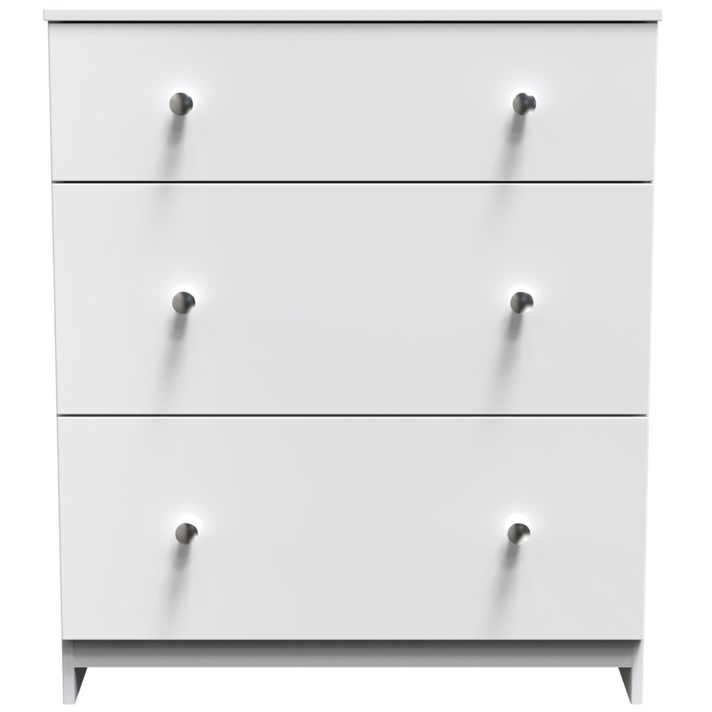 Crowndale Yarmouth Ready Assembled 3 Drawer Gloss White Deep Chest of Drawers Image 2