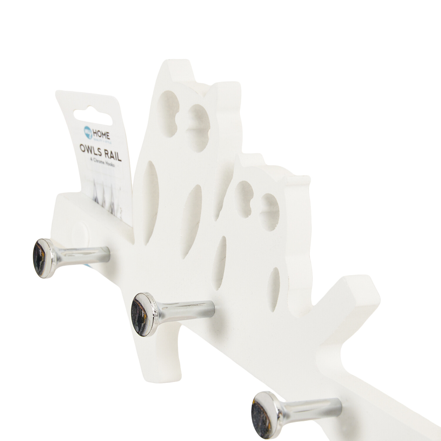 Chrome Hooks On White Owls Rail - White Image 4