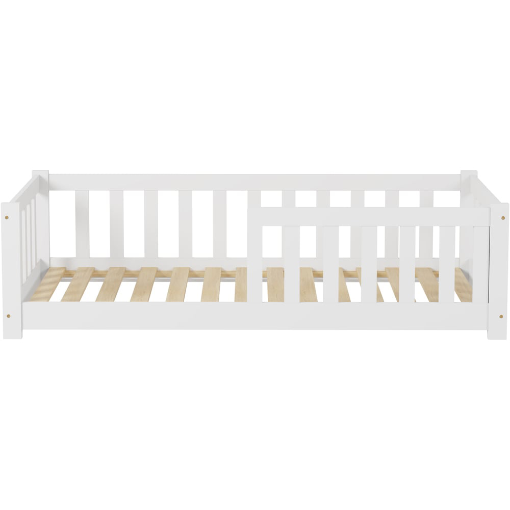 FurnitureHMD White Pine Wood Kids Bed Frame Image 2