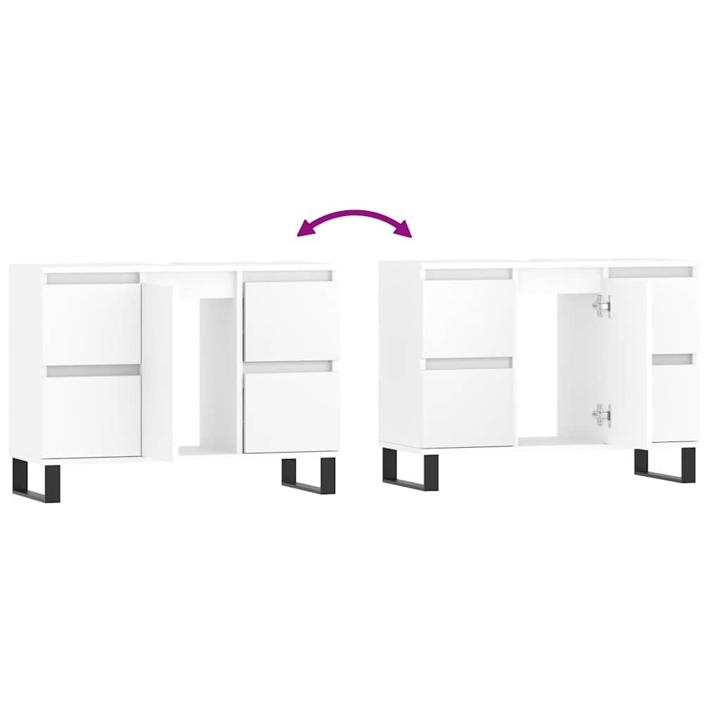 vidaXL Single Door 4 Drawer White Bathroom Cabinet Image 5