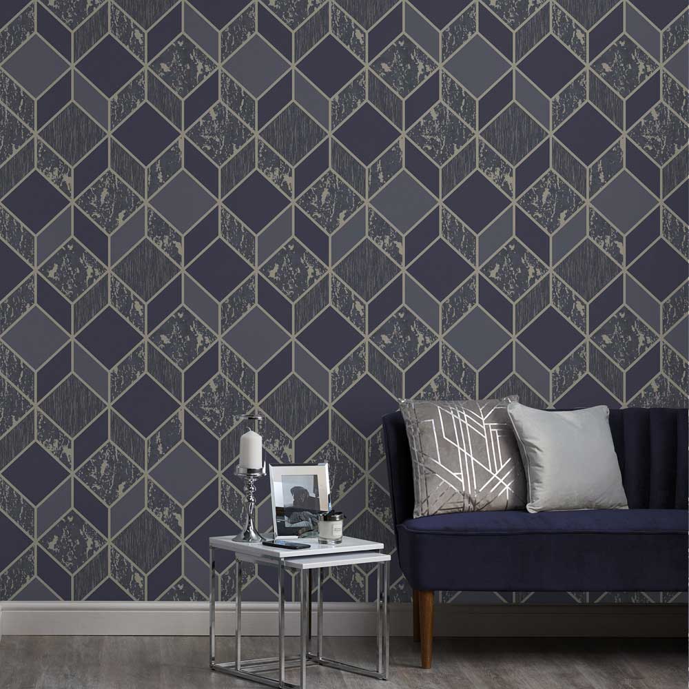 Fresco Tie-Dye Geometric Monochrome Wallpaper | Wilko