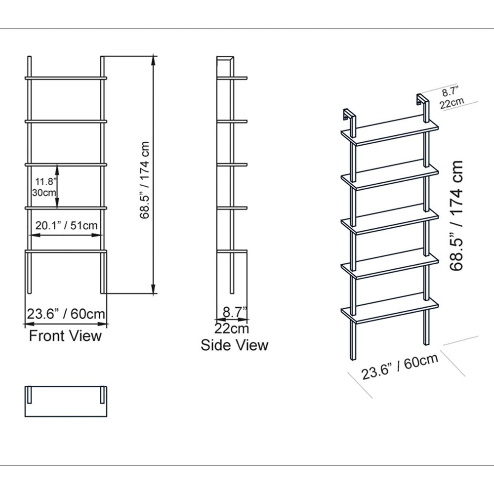 Decorotika Piante 5 Shelf White Marble and Gold Bookshelf Image 6