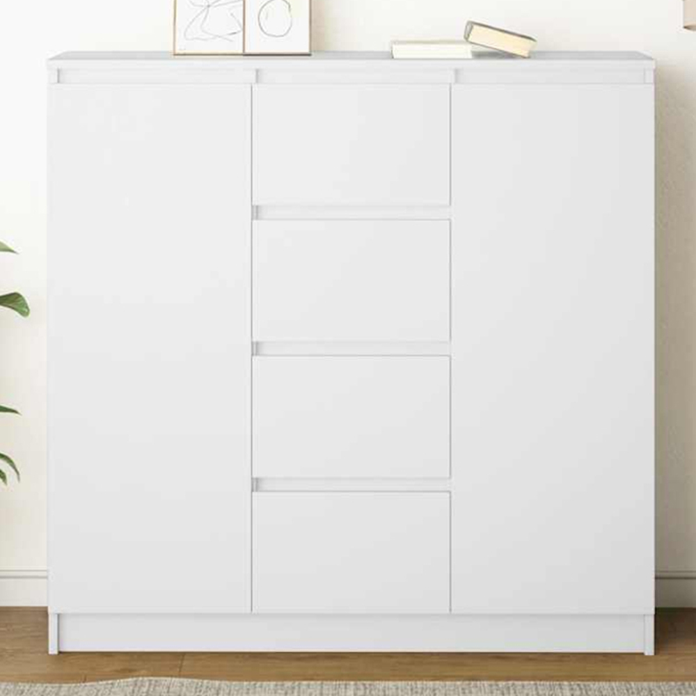 vidaXL 2 Door 4 Drawer White Sideboard Image 1
