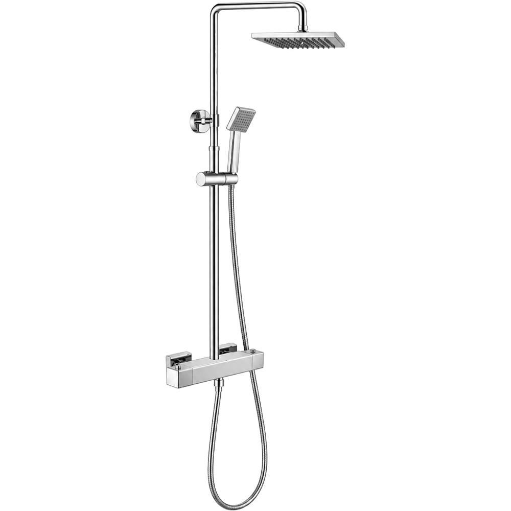 Go Bathrooms Riva Chrome Thermostatic Shower with Rainfall Head and Handset Image 1