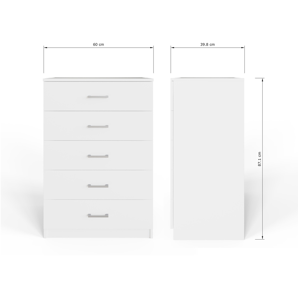 GFW Bailey 5 Drawer White Chest of Drawers Image 9