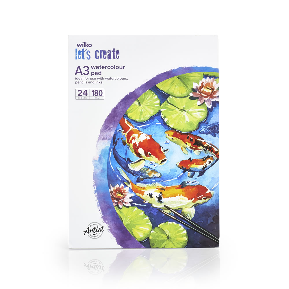 Wilko Let's Create A3 Watercolour Pad 180gsm 24 Sheets Paper