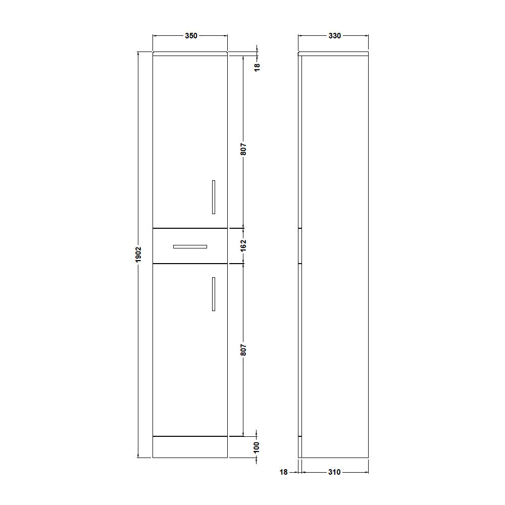 nuie Mayford 2 Door Single Drawer White Floor Standing Tall Unit Image 3