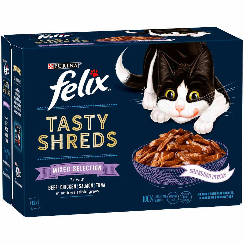 Felix Tasty Shreds Mixed Selection in Gravy Cat Food 12 x 80g Image 2