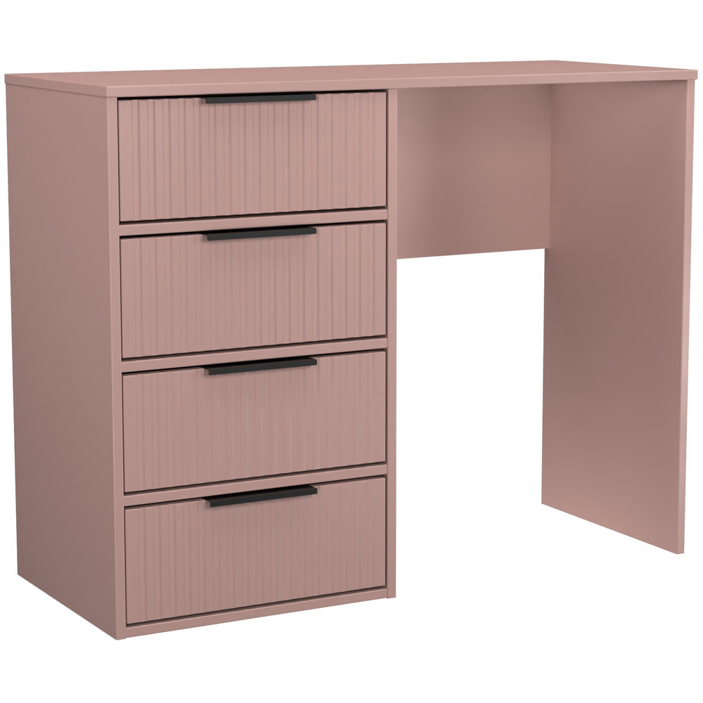 Crowndale Fluted 4 Drawer Kobe Pink Vanity Dressing Table Ready Assembled Image 7