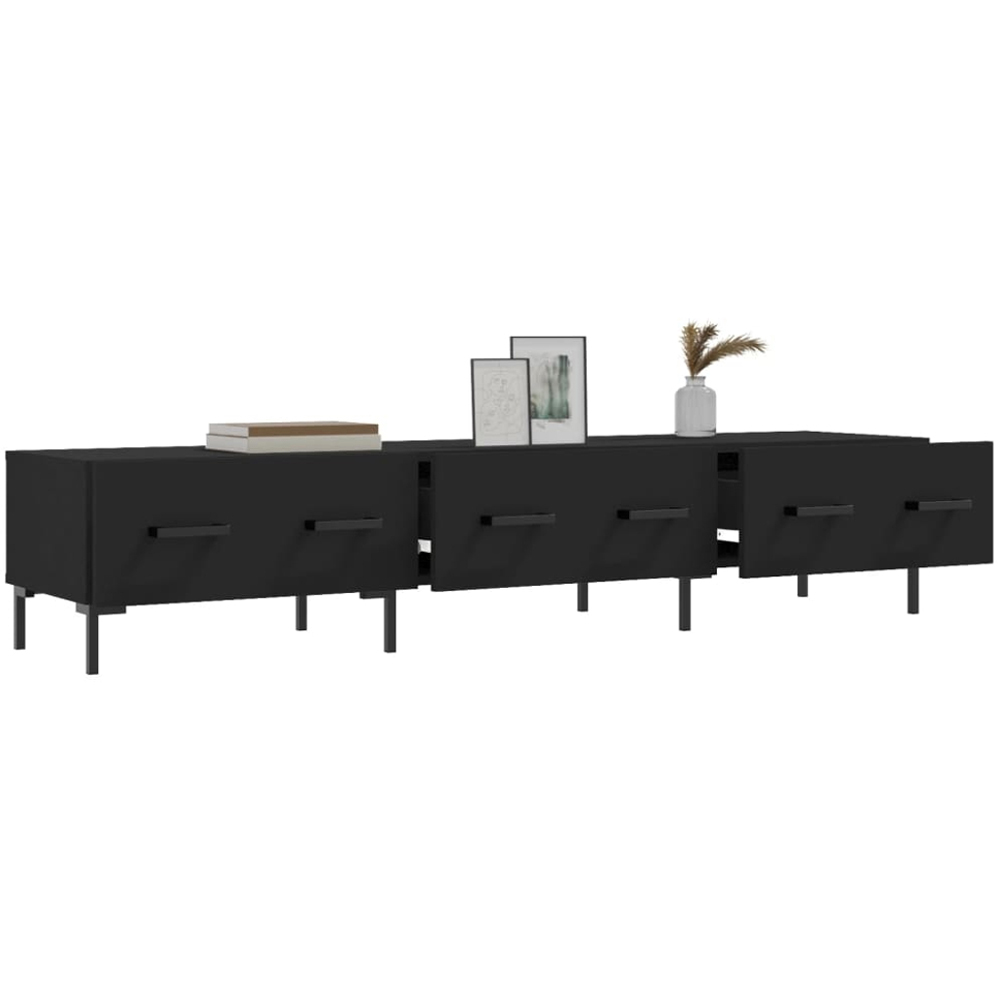 vidaXL 3 Drawer Black Modern TV Cabinet Image 4