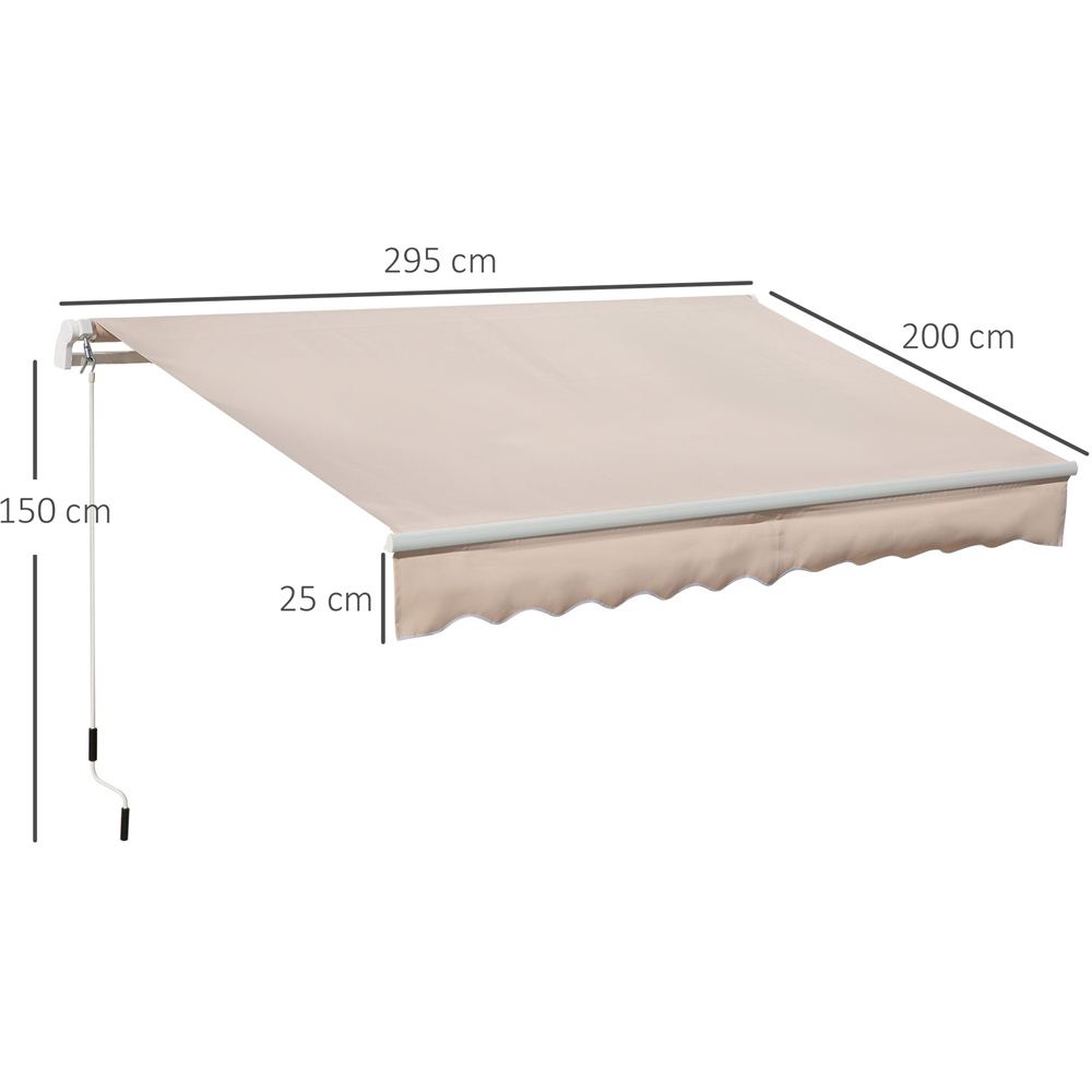 Outsunny Beige Hand Crank Window Awning 3 x 2m Image 7