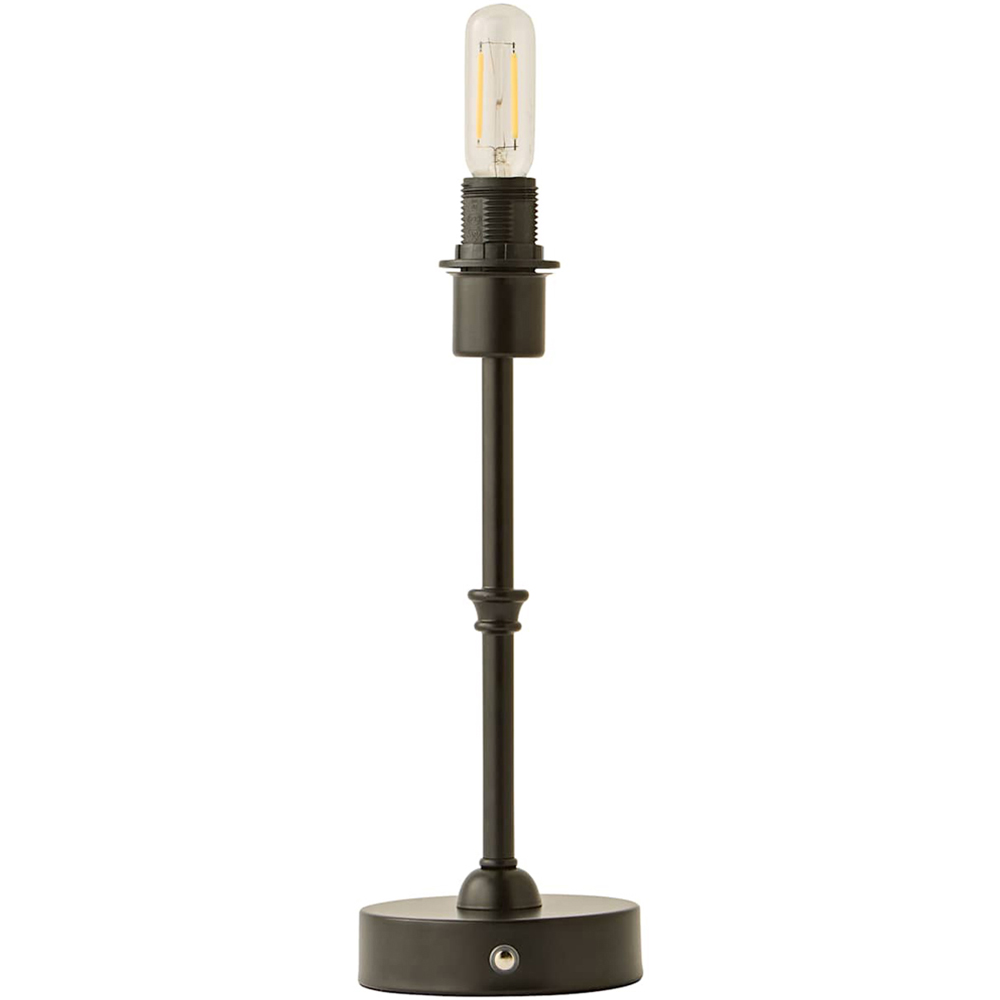 ValueLights Lowe Matte Black Metal Portable Rechargeable Table Lamp Base with Bulb Image 1