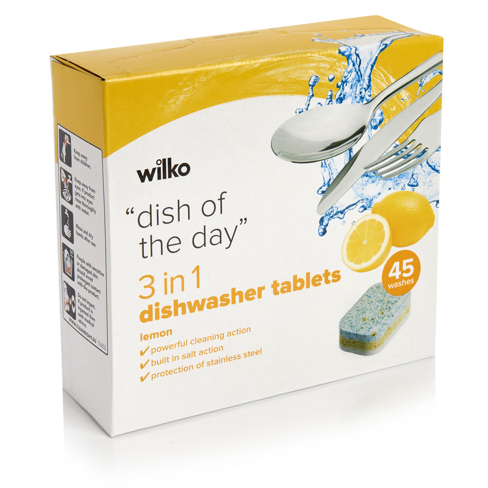 Wilko 3 in 1 Dishwasher Tablets 45 pack Wilko