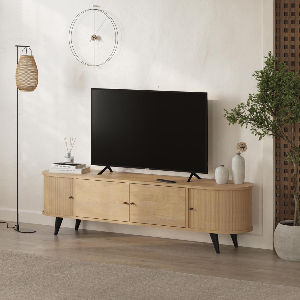 Decortie Gentle 4 Door Oak TV Stand Image 5