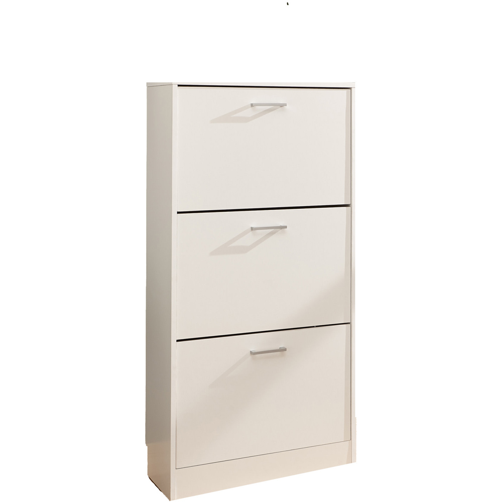 GFW Stirling 3 Tier White Shoe Cabinet Image 2