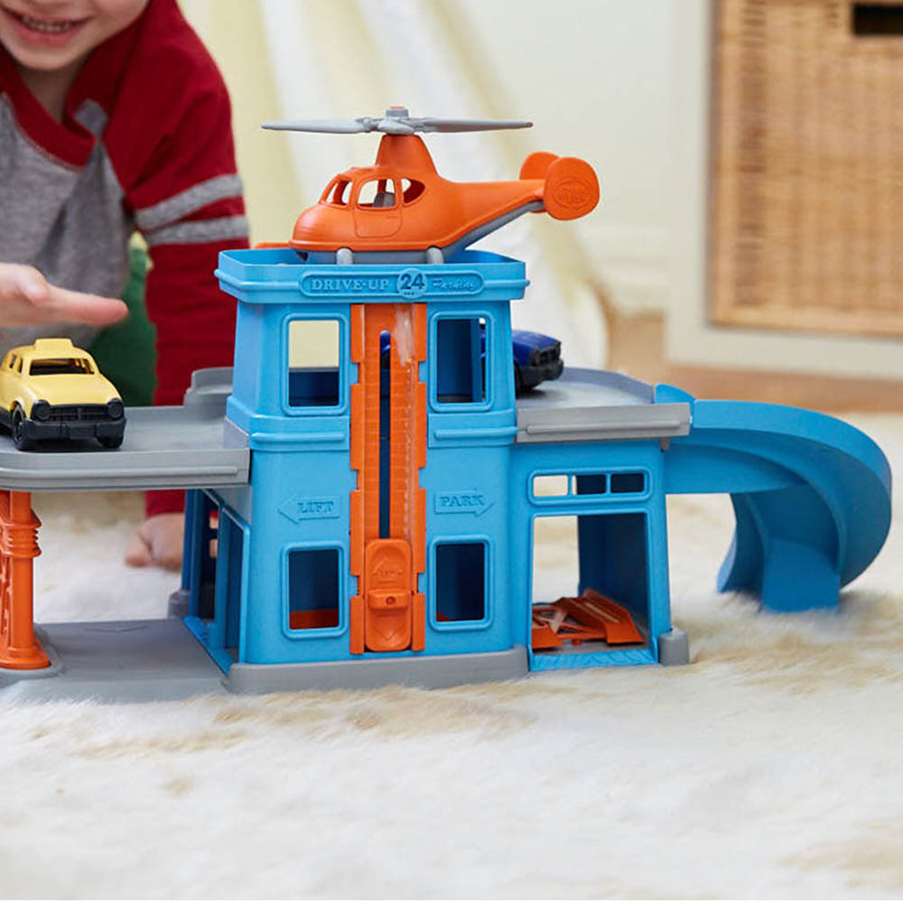 Green toys parking garage shop