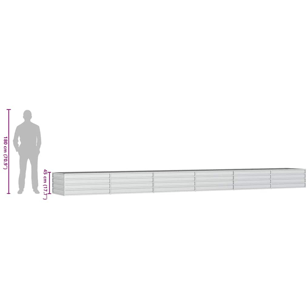 vidaXL Silver Galvanised Steel Raised Garden Bed 600 x 80 x 45cm Image 7