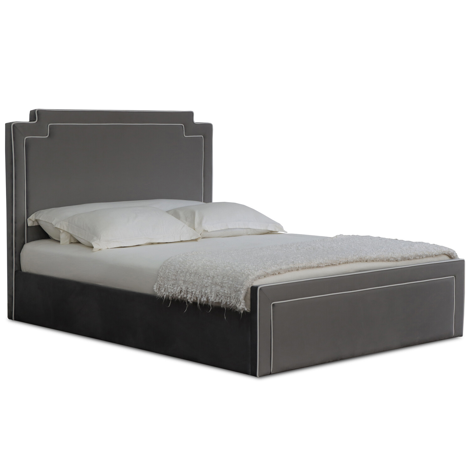 Amelia King Size Grey Ottoman Bed Image 3