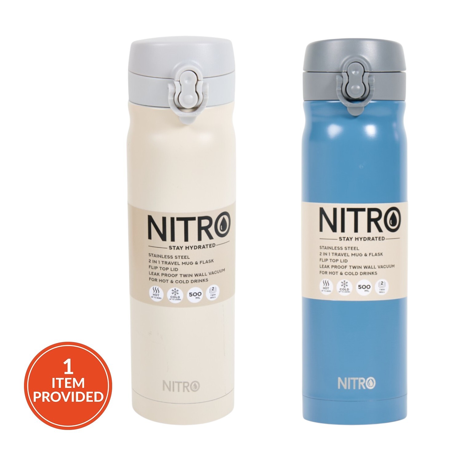 Nitro Stainless Steel Travel Flask and Mug Image 1