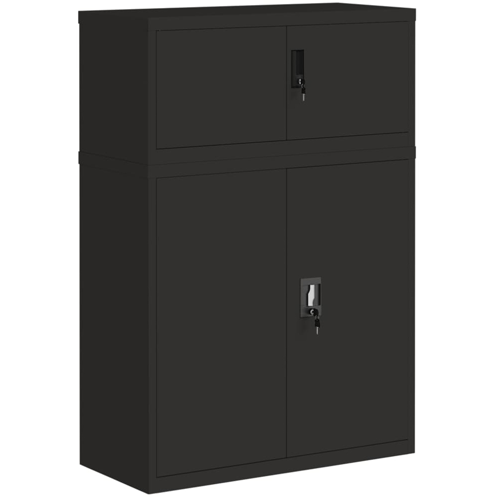 vidaXL 2 Door Black Steel Filing Cabinet Set of 2 Image 2