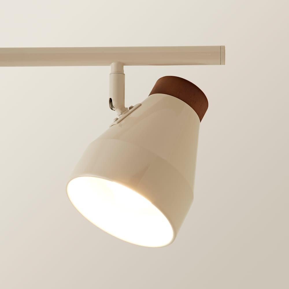 ValueLights Parker 3 Way Cream and Walnut Ceiling Light and Bulbs Image 4