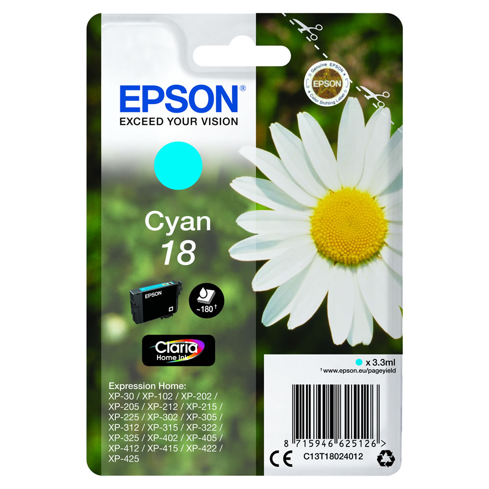 Epson 18 Cyan Ink Cartridge Image