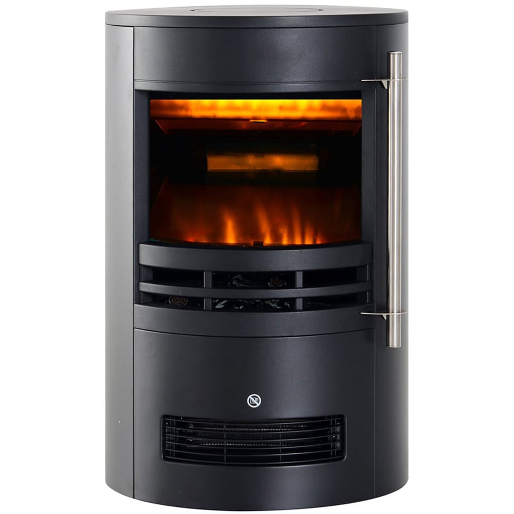 HOMCOM Ava Black Freestanding Electric Fireplace Heater 1000W Image 1