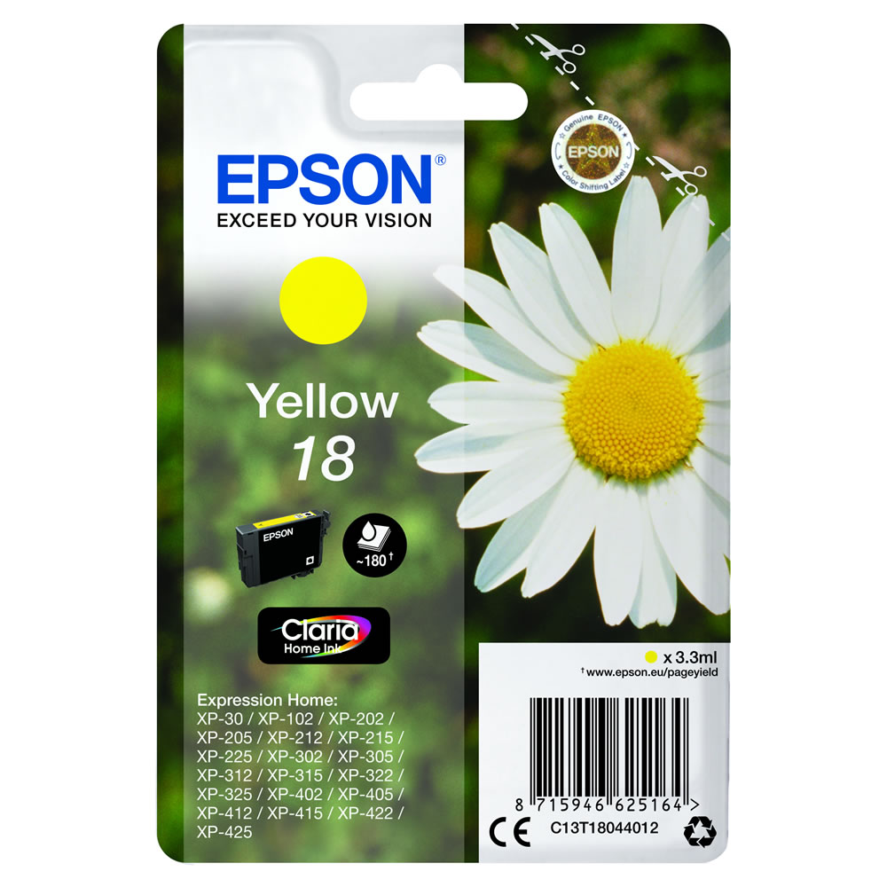Epson 18 Yellow Ink Cartridge Image