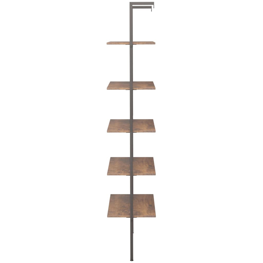 vidaXL 5 Shelf Dark Brown and Black Leaning Bookcase Image 4