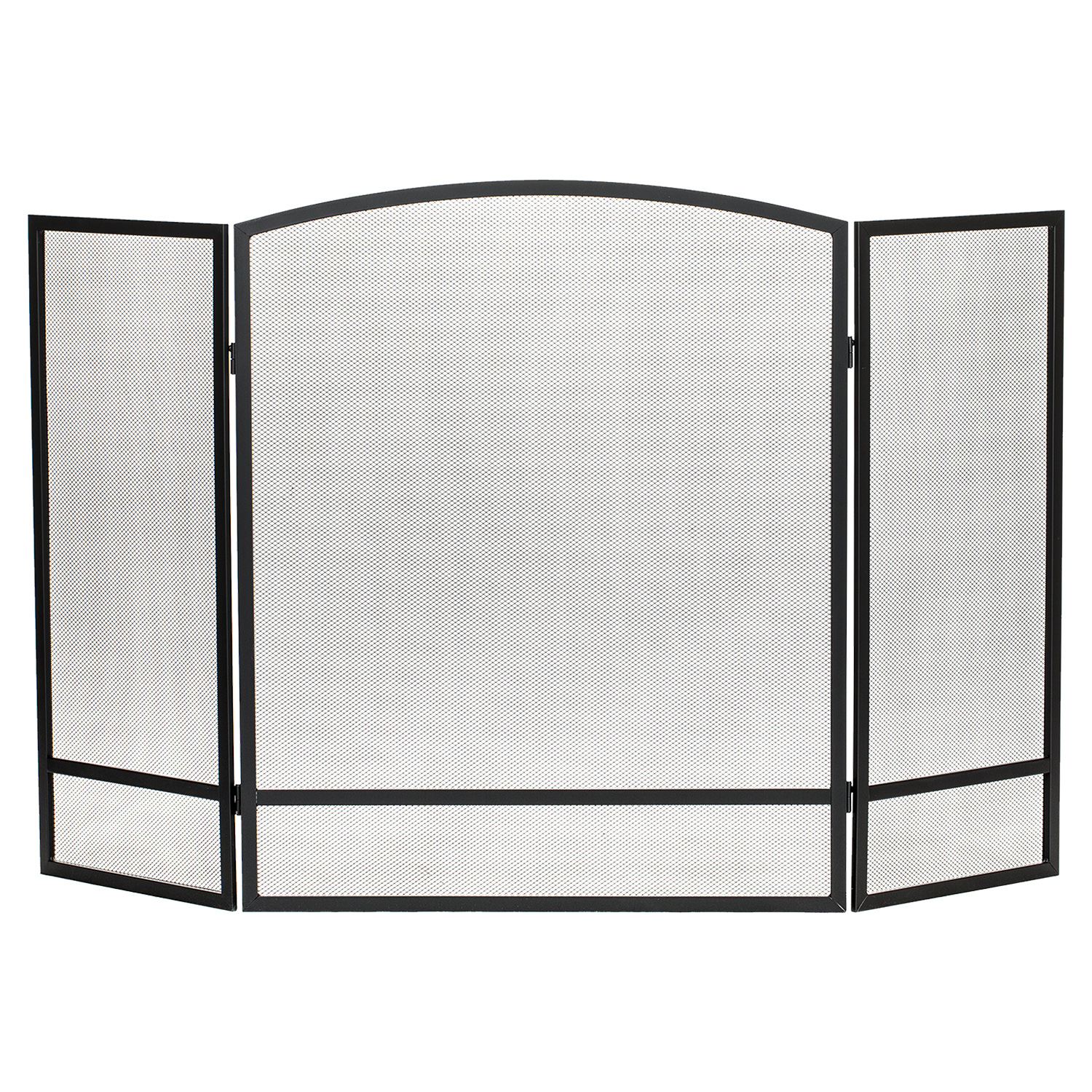 Open Hearth Three Panel Arch Folding Fire Screen Image