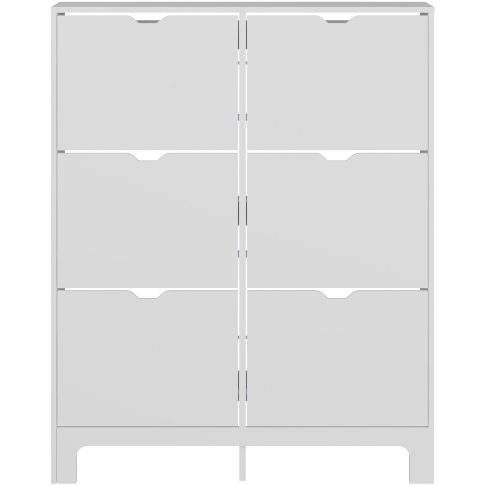 GFW White Narrow 6 Drawer Shoe Cabinet Image 4
