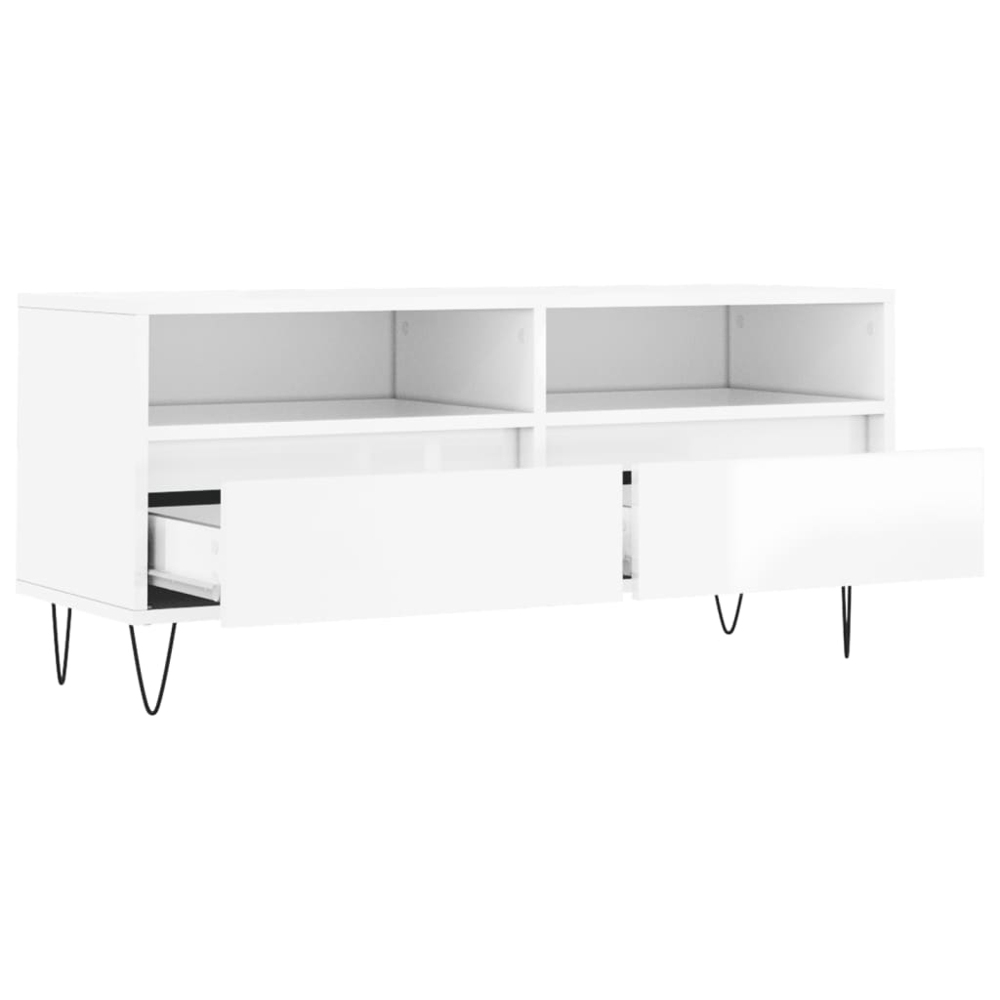 vidaXL 2 Drawer 2 Shelf High Gloss White TV Cabinet Image 6