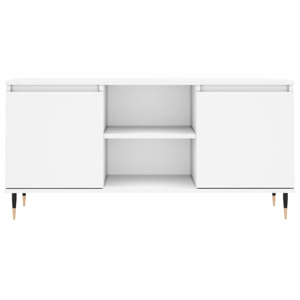 vidaXL 2 Door 2 Shelf White TV Cabinet Image 5