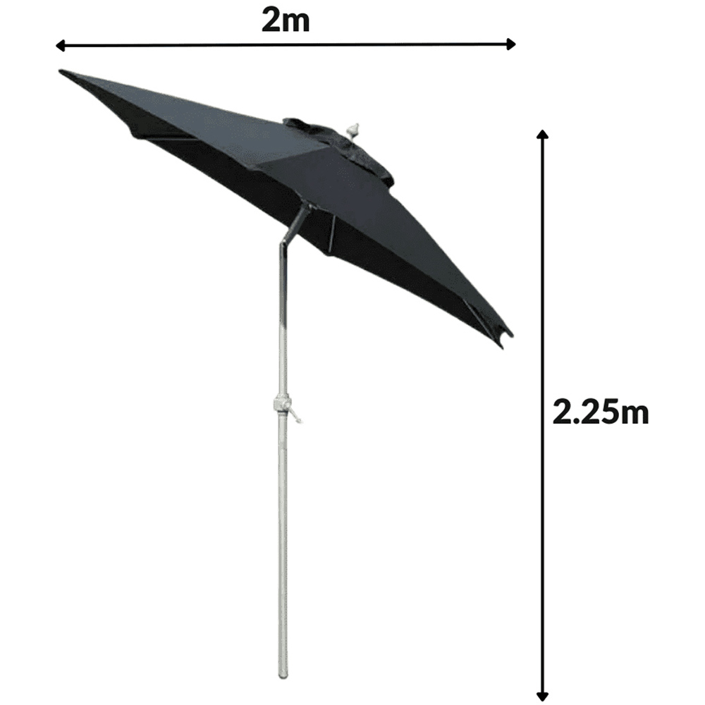 Marco Paul Black Garden Umbrella Parasol 2m Image 8