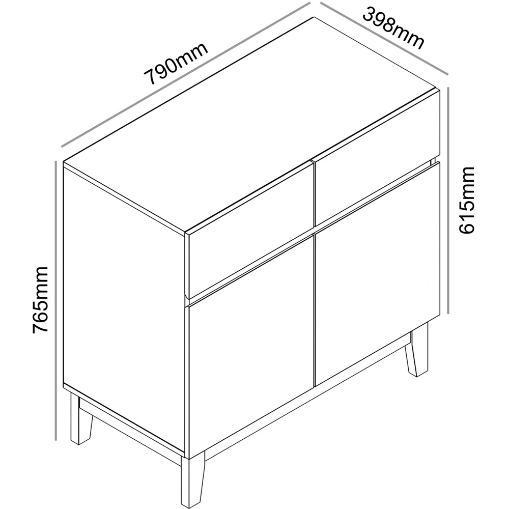 GFW Camborne 2 Door 2 Drawer Royal Walnut Compact Sideboard Image 8