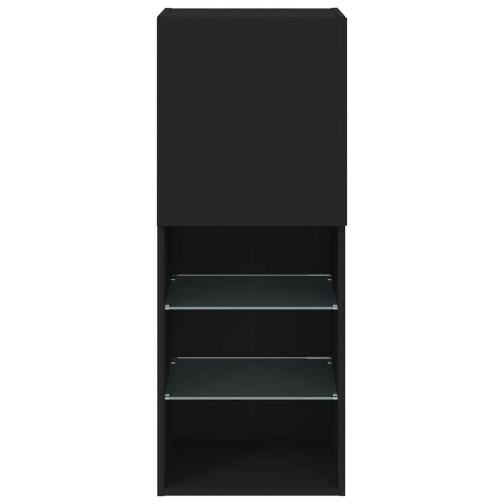 vidaXL Single Door 3 Shelf Black Slim LED TV Cabinet Image 6