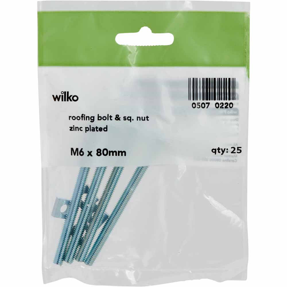 Wilko M6 x 80mm Roofing Bolts and Nuts 25 Pack Image