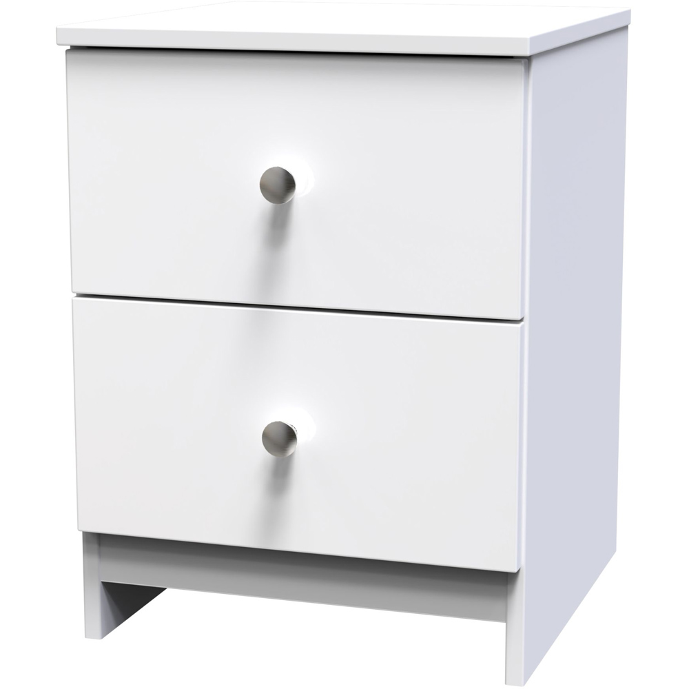Crowndale Yarmouth 2 Drawer Gloss White Bedside Table Image 2