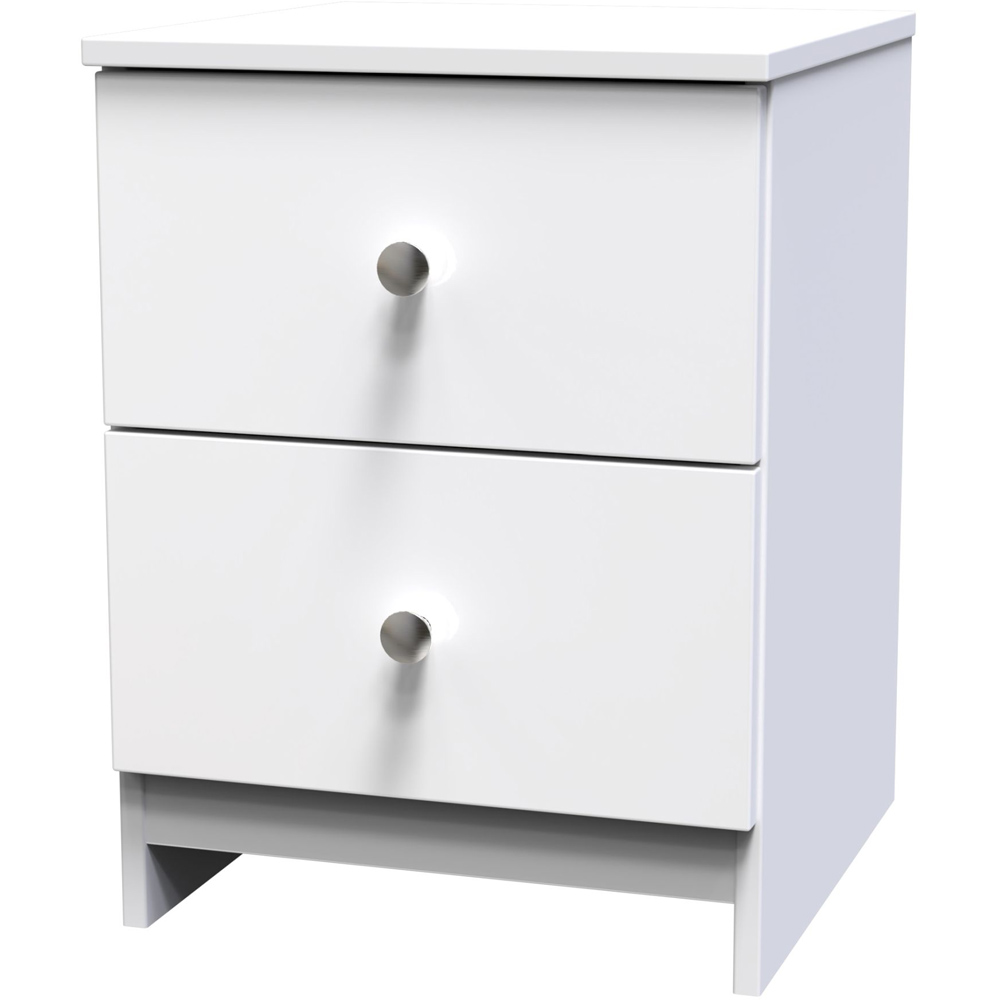 Crowndale Yarmouth 2 Drawer White Bedside Cabinet Ready Assembled Image 2