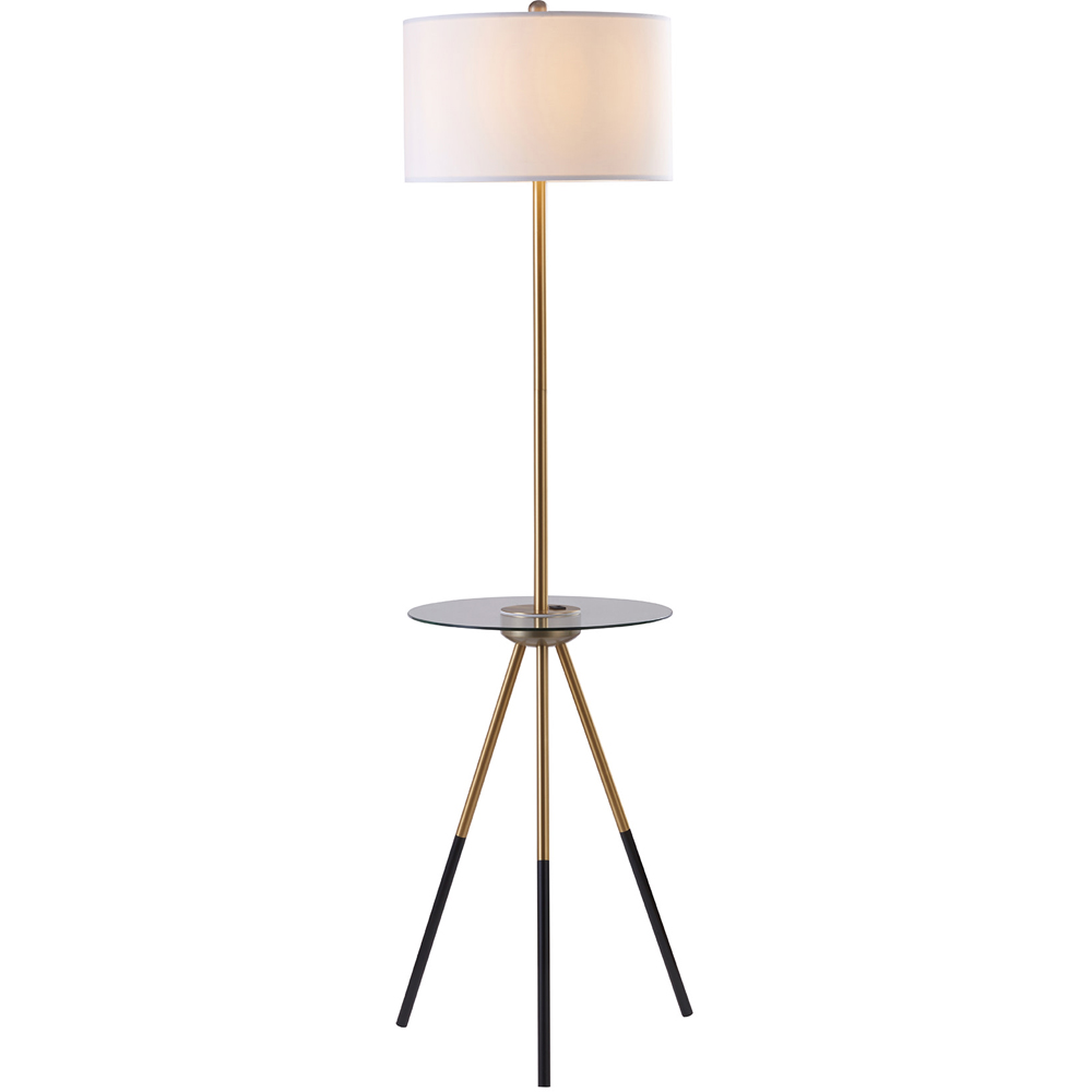 Teamson Home Myra Black Tripod Floor Lamp with USB Port and Glass Table Image 3